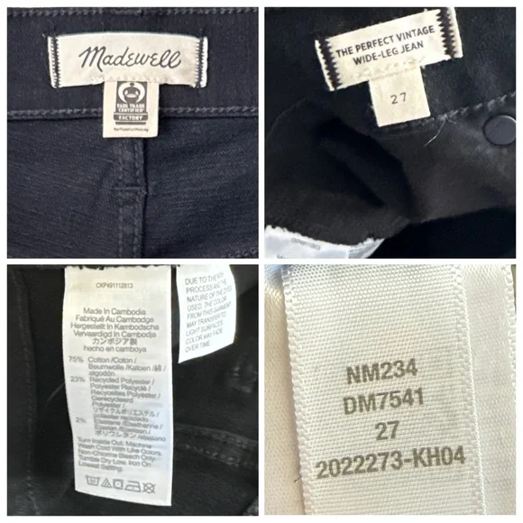 Madewell The Perfect Vintage Wide-Leg Jean Black Rinse Wash Super Stretch Sz 27 - Picture 10 of 13